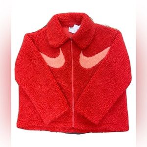 NIKE WMNS SPORTSWEAR SWOOSH SHERPA ZIP JACKET LOBSTER CRIMSON DD5620-605 SIZE XS